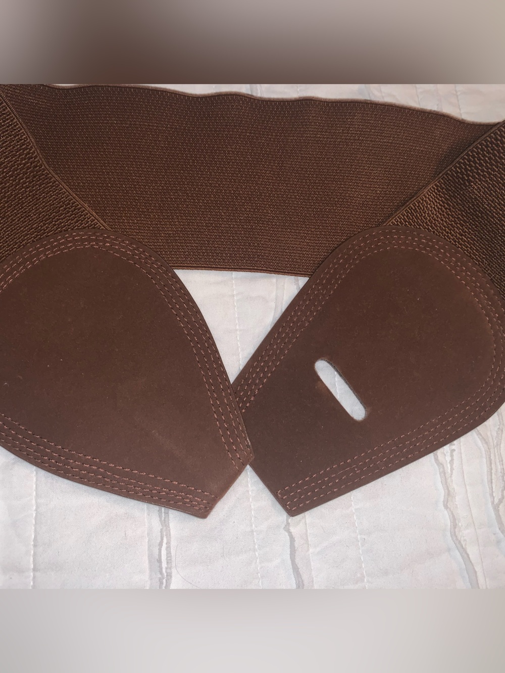 Like New! Wide Brown Elastic Waist Belt with Suede Tabs